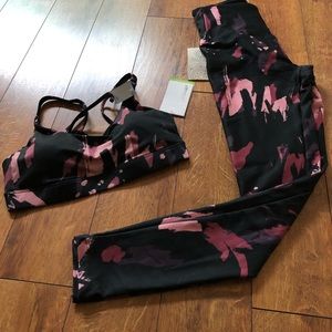 Marika Rose pink and Black Yoga Pants and Bra Set
